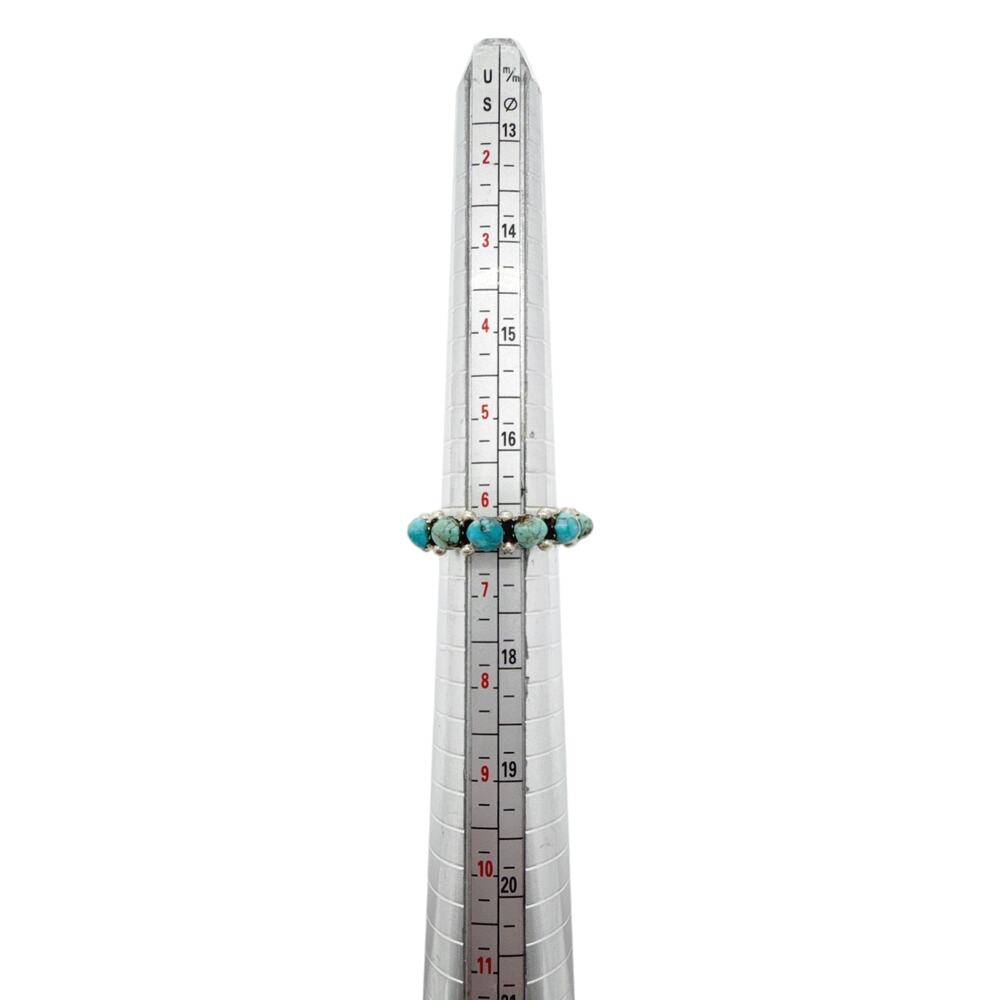 Turquoise Bead Silver Stackable Ring - Picture 7 of 8